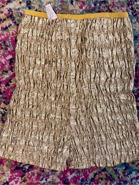 Vintage Malco Modes Pettipants Gold Lame Smocked Square Dance Bloomers Size M